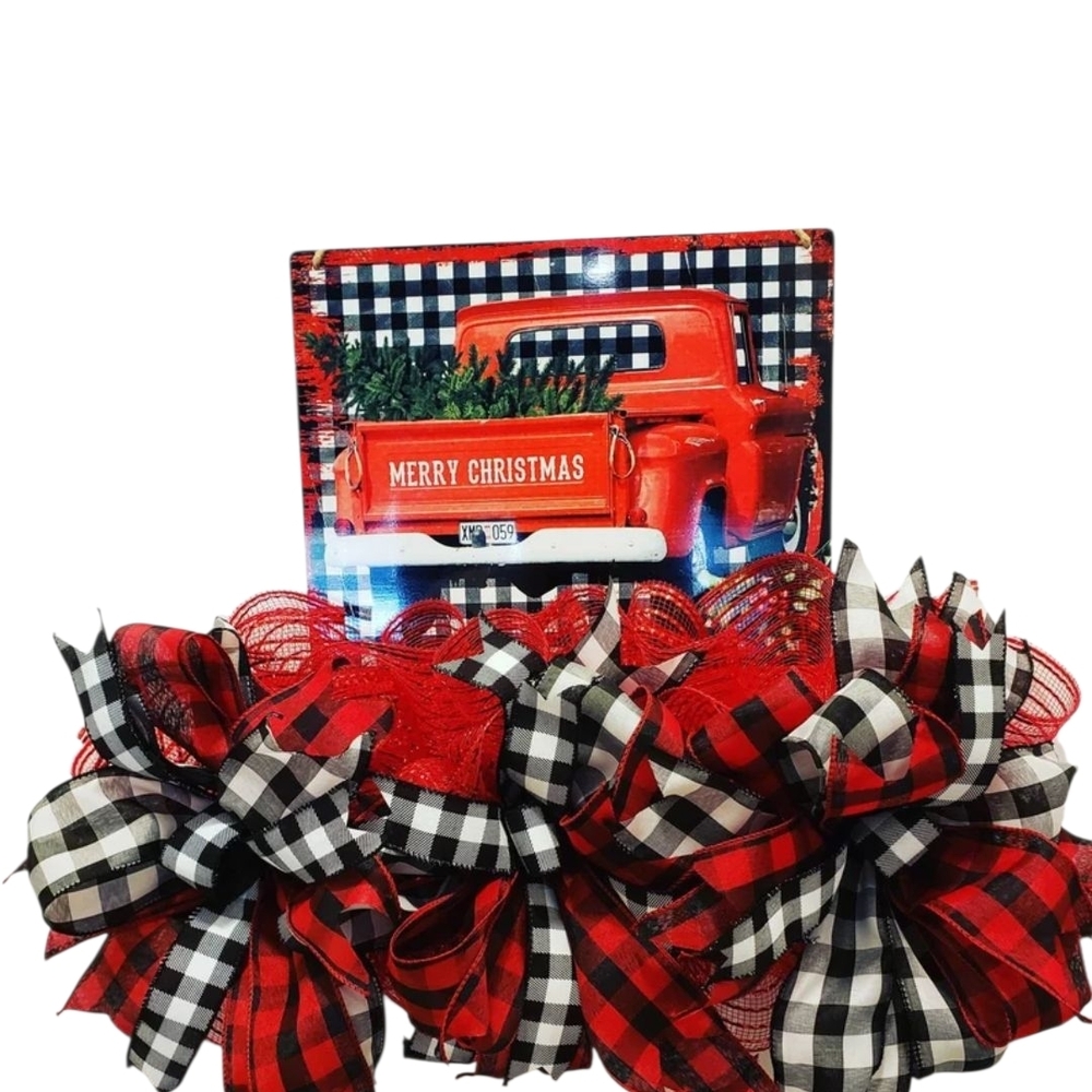 Festive Red and Black Plaid Christmas Decor